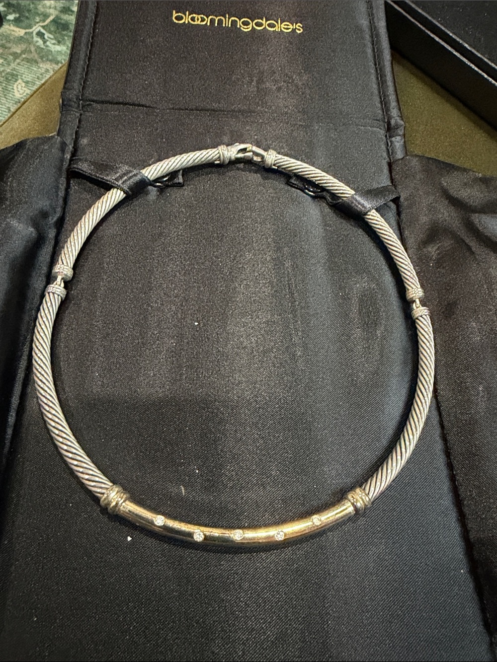 David Yurman Two-Tone Cable Choker Necklace in Silver and Gold